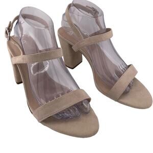 NWOT BP Beige Suede Block Heel Sandal Heel Size 9.5M Women